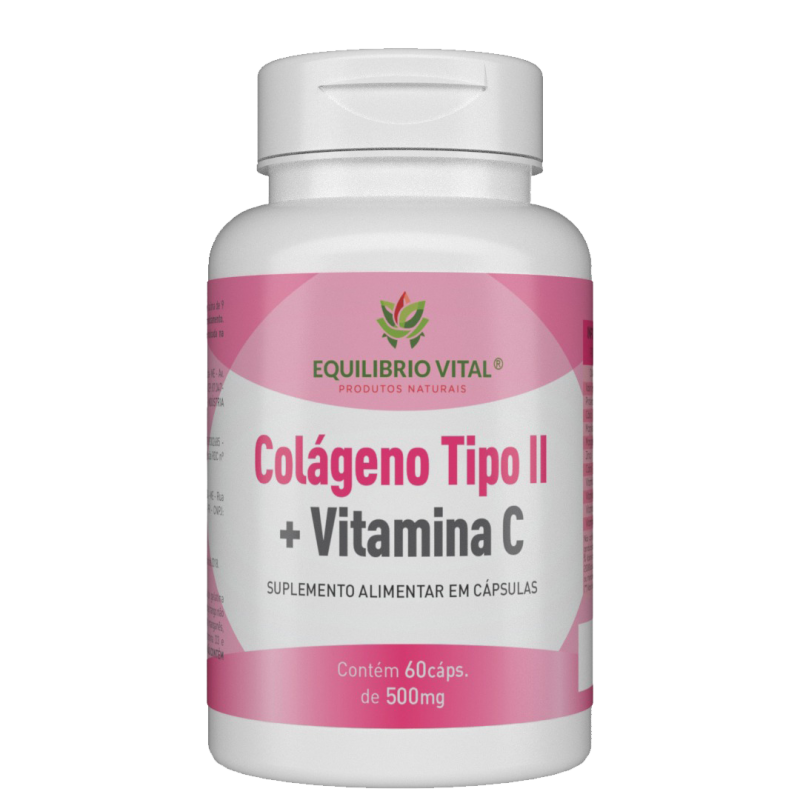 Colageno Tipo 2 Com Vitamina C 60 Cápsulas 500mg Equilibrio